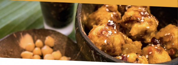 RECETA VEGANA. BOLITAS DE GARBANZO EN SALSA ORIENTAL